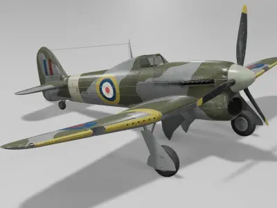 Hawker Typhoon Mk Ia  Fighter Aircraft Low-poly 3D model