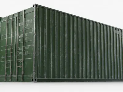 20Ft Cargo Container - Green - Dirty 3D model
