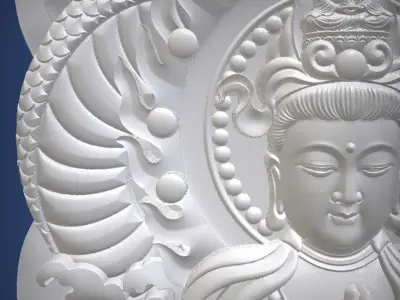 Carved panel painting STL 3D print model 7