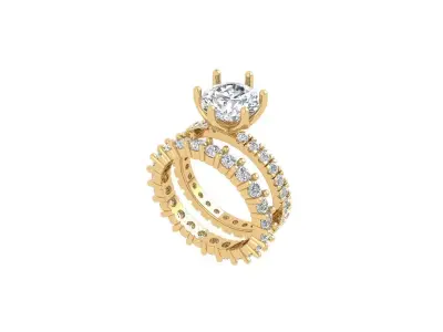 Solitair Ring Bridal Set 3D print model