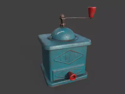 Vintage coffee grinder cloudy blue Low-poly 3D model