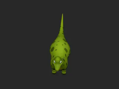 3D Model Brachiasaurus Dinosaur Cartoon Character with Textures Low-poly 3D model