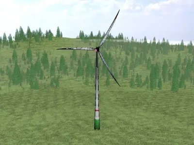 Wind turbine E1 H-163 RD 172 m Low-poly 3D model
