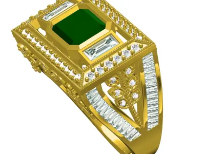 Antique Art Deco Style Cocktail Ring 3D print model