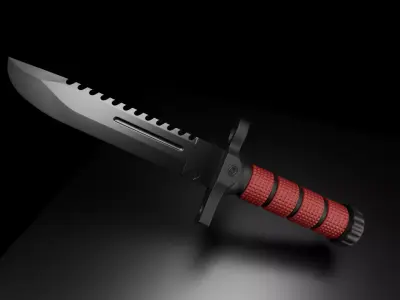 MK Fang Knife Tactical 3D Model Game Ready PBR Low Poly Low-poly 3D model