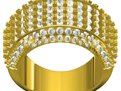 Antique Pave Set Iced Diamond Band 3D print model