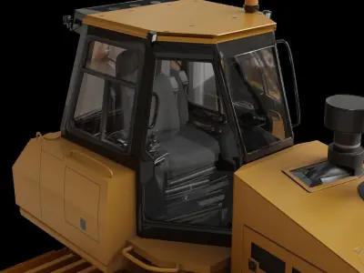 Bulldozer Low-poly 3D model 2