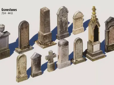 Old Cemetery Pack Low-poly 3D model