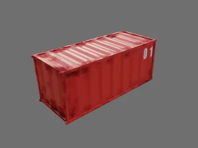 Container Cargo - Red - Ship - Port Low-poly 3D model