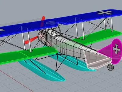 WW1 aircraft Low-poly 3D model