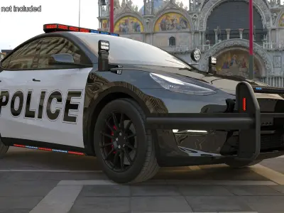 Police Car Tesla Model Y Lights On 3D model