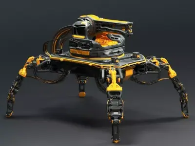 Sci-fi Turret robot 3D model purchase