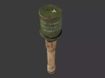 WWII Stielhandgranate Grenade Low-poly 3D model