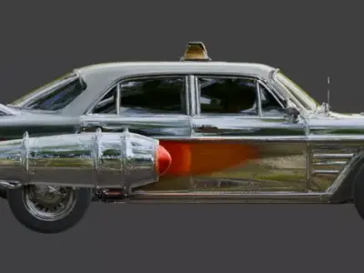 Vintage Atompunk Nuclear Rocket Taxi 3D Model Low-poly 3D model