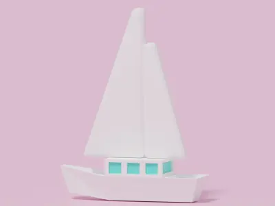 Cartoon Sailing Yacht Low-poly 3D model