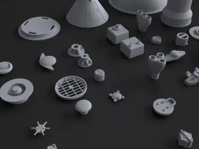 Kitbash Kit - 75 Caps and Covers V1 3D model