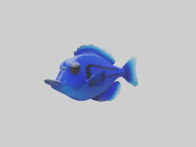 Blue Tang Fish statue model Low-poly 3D model