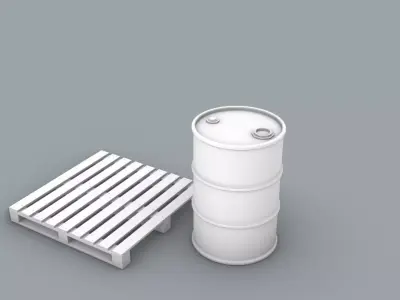 PM Oil Barrel and Wooden Pallet Set 3D print model