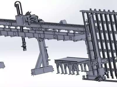 Truss Manipulator Smart Warehouse Automation with CNC Loading 3D model