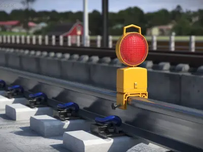 Railway Mounted Warning Lamp Yellow 3D model