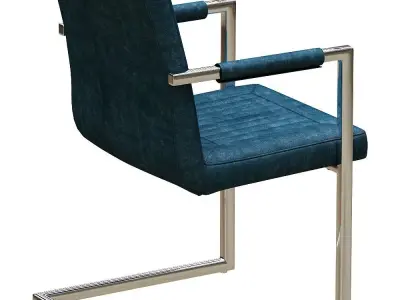 Dining chair leather and metal Low-poly 3D model