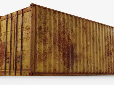 20Ft Cargo Container - Yellow - Rusted 3D model