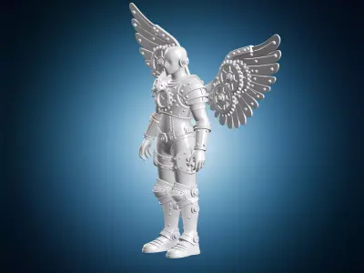 Mechanical Angel with Gear Shaped Wings 3D Print Model 3D print model