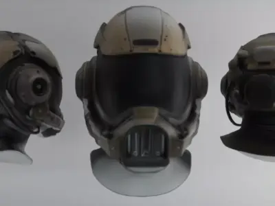 Futuristic Combat Helmet Low-poly 3D model