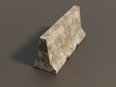 Concrete barrier  Low-poly 3D model