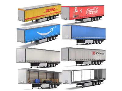 Semi Trailer Curtainsider Collection 3D model