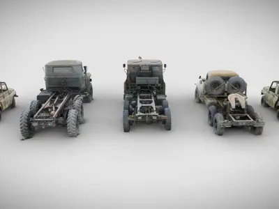 Wrecks of military vehicles - package 01 3D model