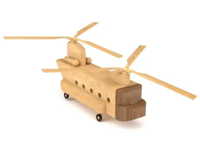 Wooden toy helicopter 02 3D model