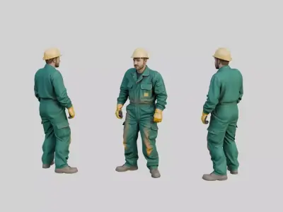Industrial Worker Rigged and Animated Low-poly 3D model