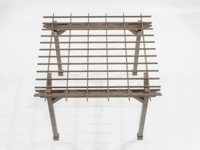 Traditional  Wooden Garden Pergola Low-poly 3D model
