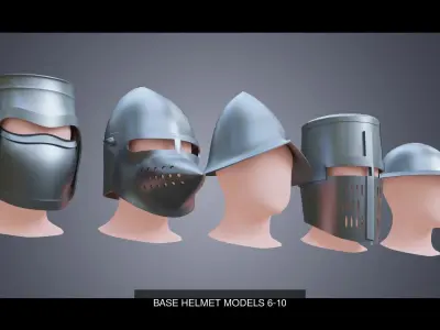 10 BASE HELMETS 3D Model Pack