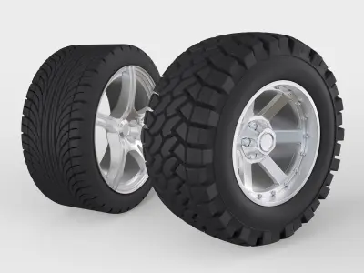 Tires Set On Road Off Road 3D model