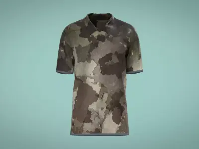 Military Outfit - T-shirt Low-poly 3D model 22