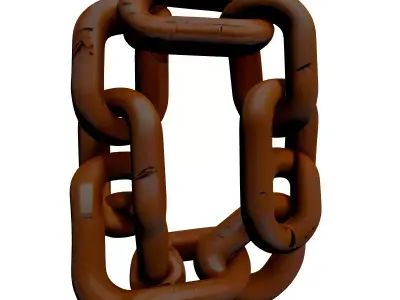 Industrial Orange Metal Chain Link 3D model