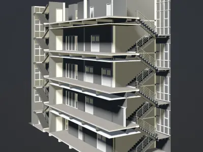 Office building in section cut 3D model