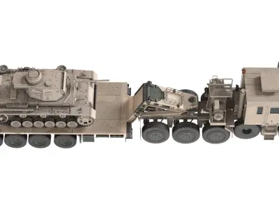 Oshkosh M1070 with Trailer Tank model Low-poly 3D model