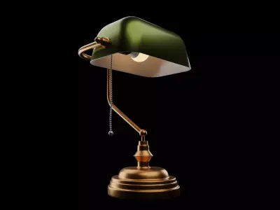Vintage Glass Desk Lamp lowpoly asset for interior Low-poly 3D model