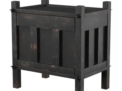 Industrial Style Nightstand with Metallic Lamp 3D model