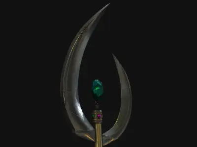 Magic Weapon with crystal - high poly 3D model