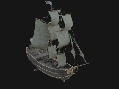 Old Sailing Ship Low-poly 3D model