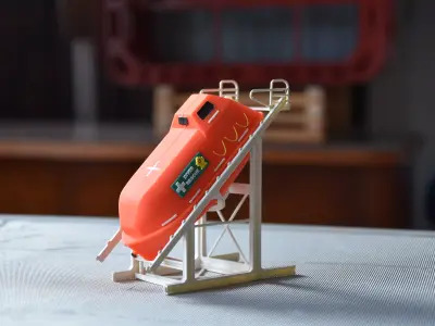 Type A lifeboat with stand 3D print model