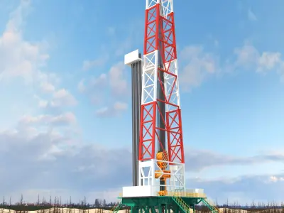 desert oilfield-oilfield drilling 3D model