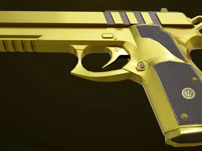 Golden Pistol 01 Generic All PBR Unity UE Textures Included Low-poly 3D model