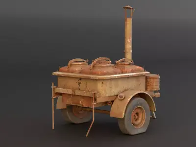 Old Army Filed Kitchen Low-poly 3D model