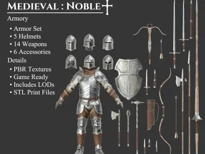 Medieval Collection Noble Armory 3D Model Pack