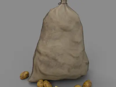 Bag of potatoes Low-poly 3D model